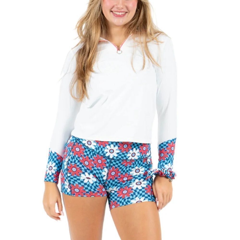 MARIE BIRDIE Birdie Vibes Floral Print LS Shirt In White Size M